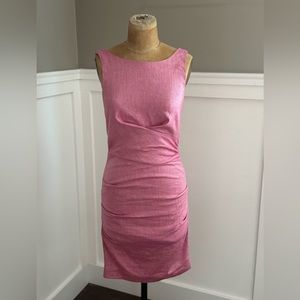 NICOLE MILLER Women’s Pink Cross Front Sheath Dress. (Size: 8) MSRP: $320.